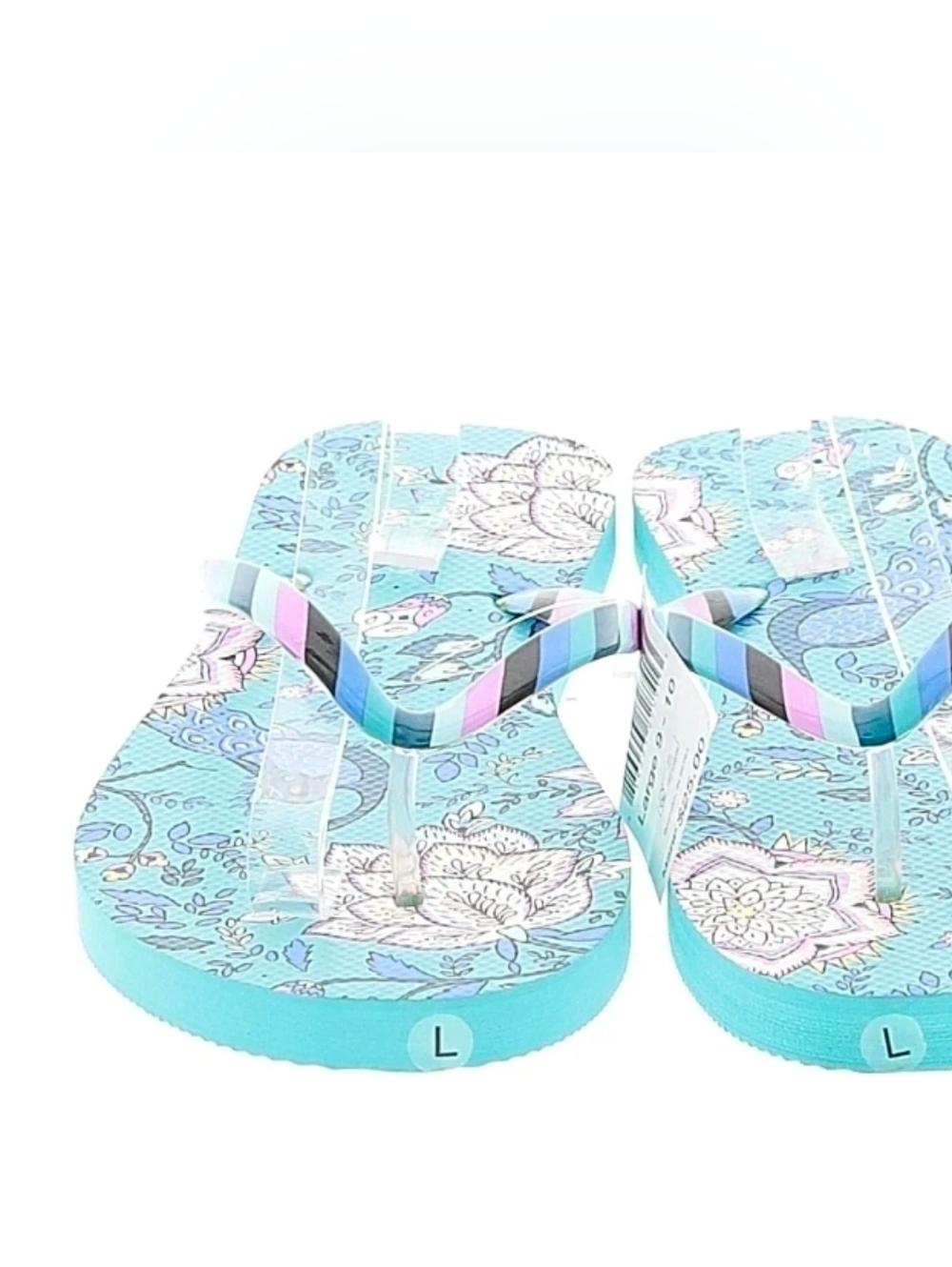 VERA BRADLEY Floral Aqua Printed Flip Flops 9/10 - Picture 3 of 6